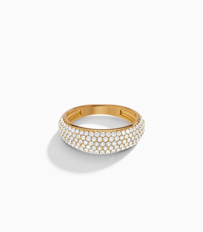 Diamond Encrusted Gold Band Ring | Varudai | Yellow Gold