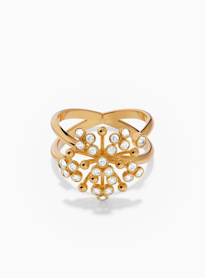 Blooming Radiant Floral Diamond Ring | Varudai | Yellow gold