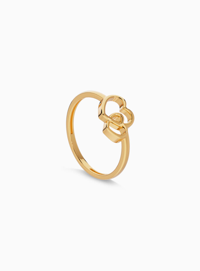 18k Gold Double Heart Ring | Varudai