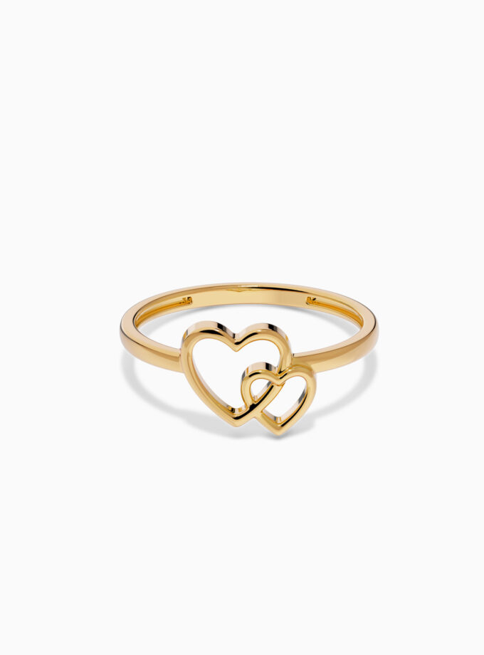 18k Gold Double Heart Ring | Varudai