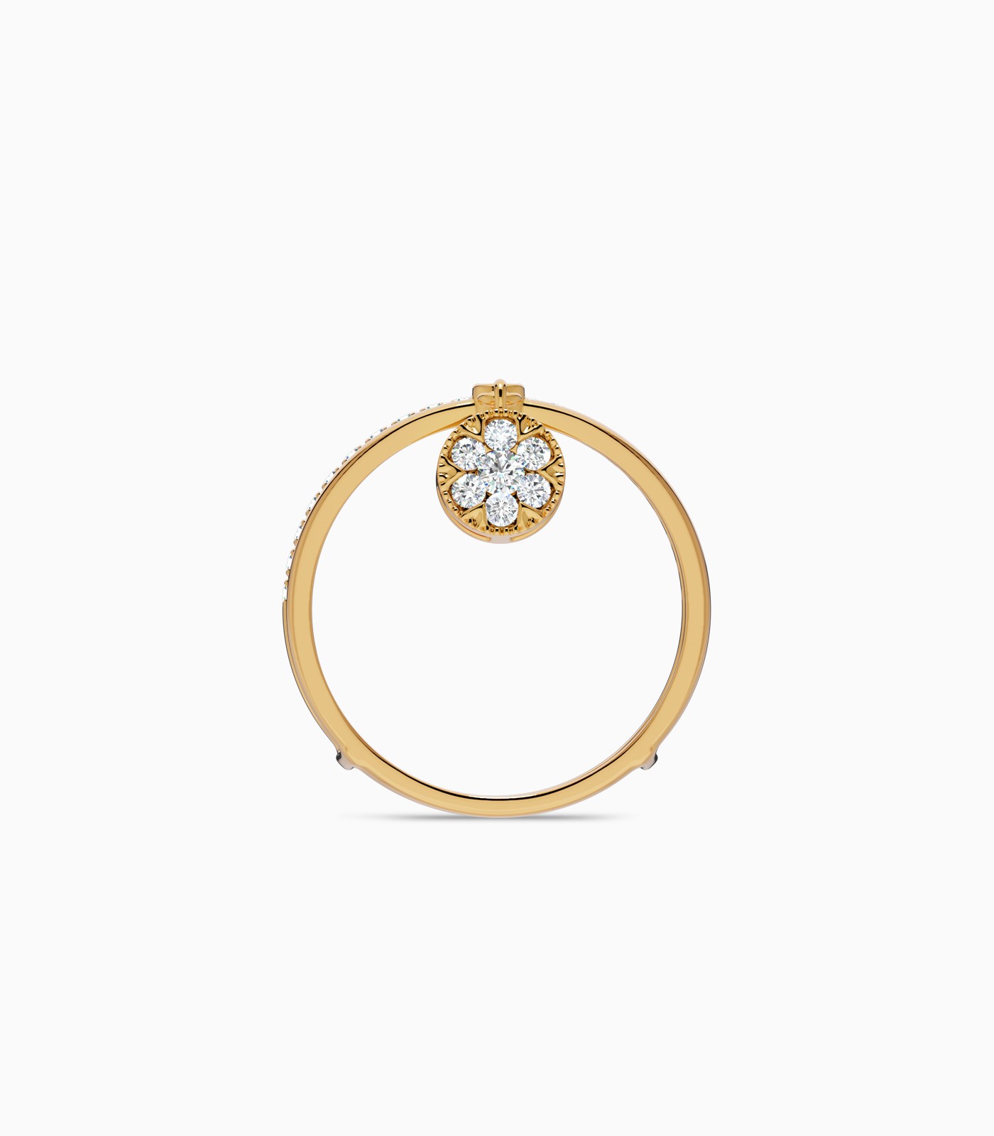 Double Row Floral Hanging Charm Ring