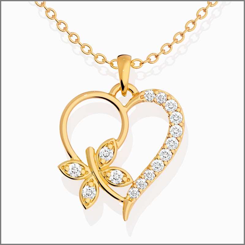 Valentine Special | Pendant | Wedding pendant | Heart shaped pendant | 18k Gold & Diamonds | Varudai