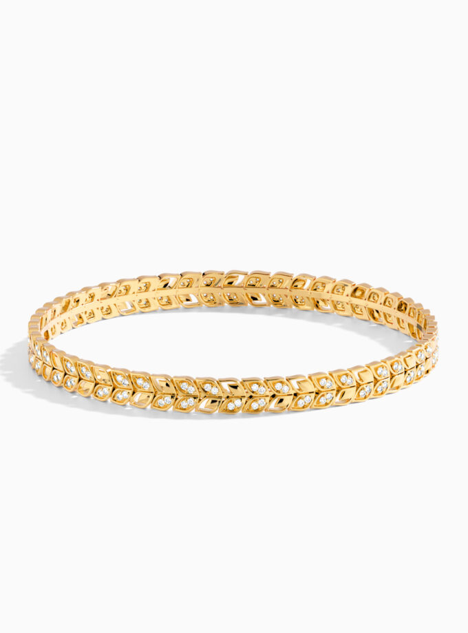 Leaf Design Bangle Bracelet in 18k Gold | Varudai | Yellow gold