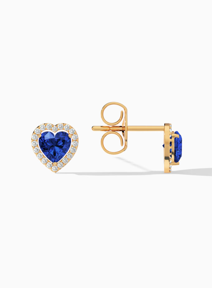 Gemstone Heart Stud Earrings | Varudai