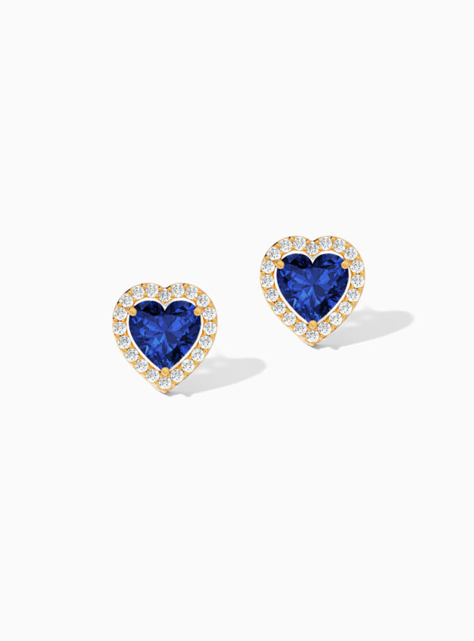 Gemstone Heart Stud Earrings | Varudai