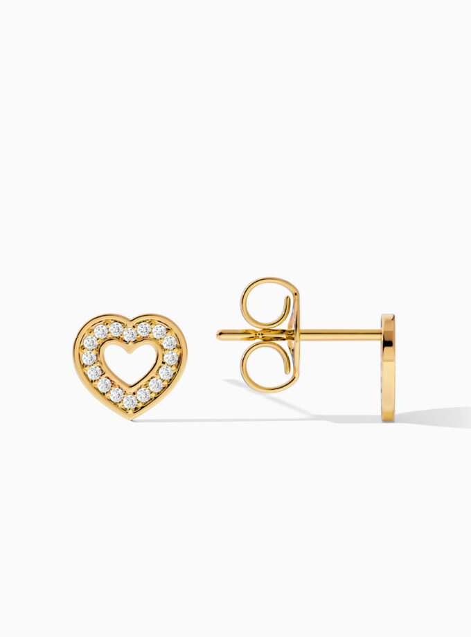 Gold and Diamond Heart Earrings | Varudai