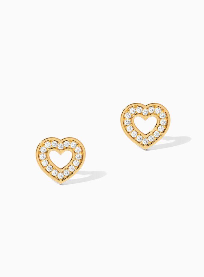 Gold and Diamond Heart Earrings | Varudai