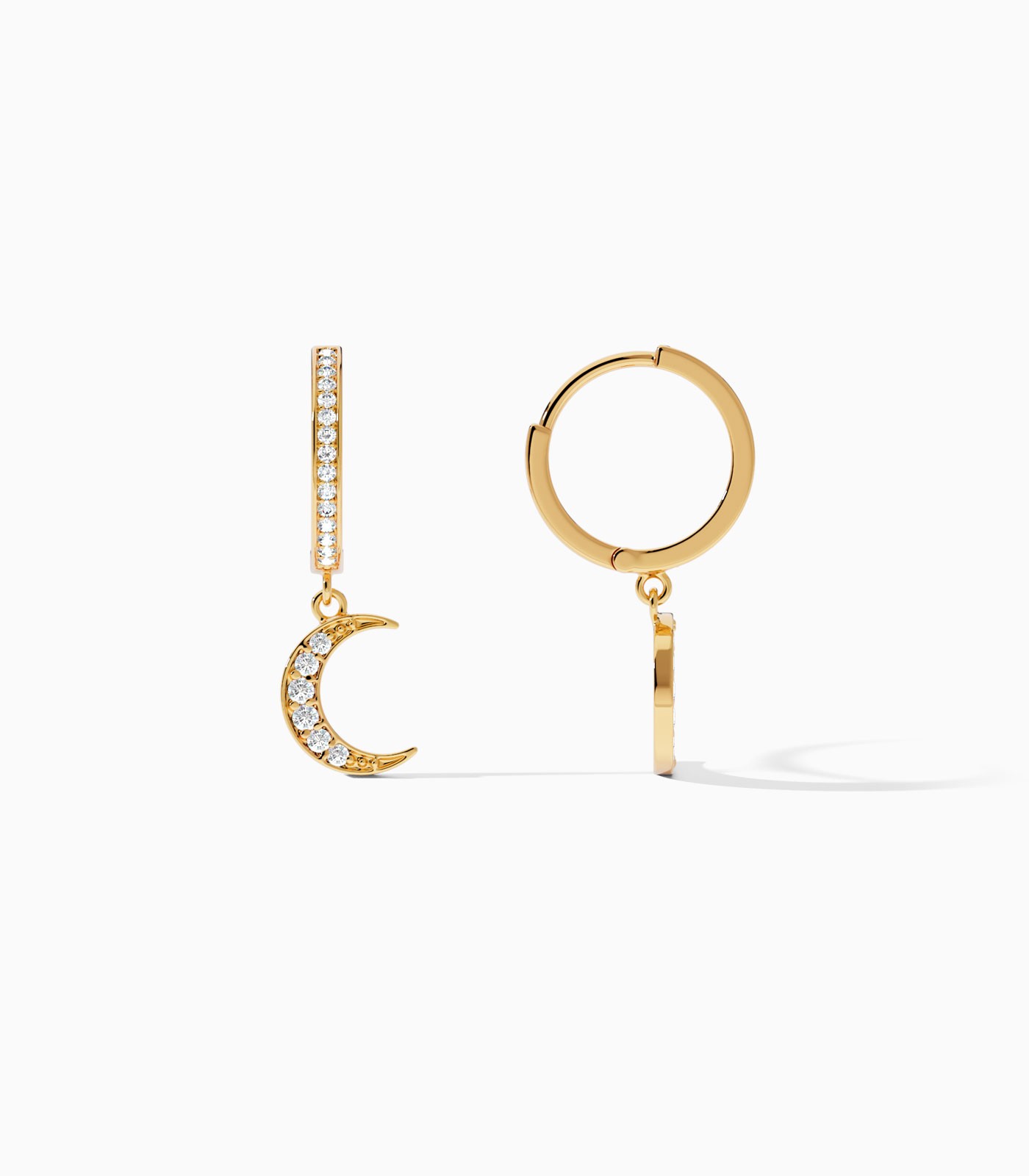 Crescent Moon Earrings Dangle Huggies | Varudai