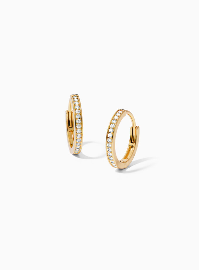 18k Gold Diamond Hoop Earrings | Varudai