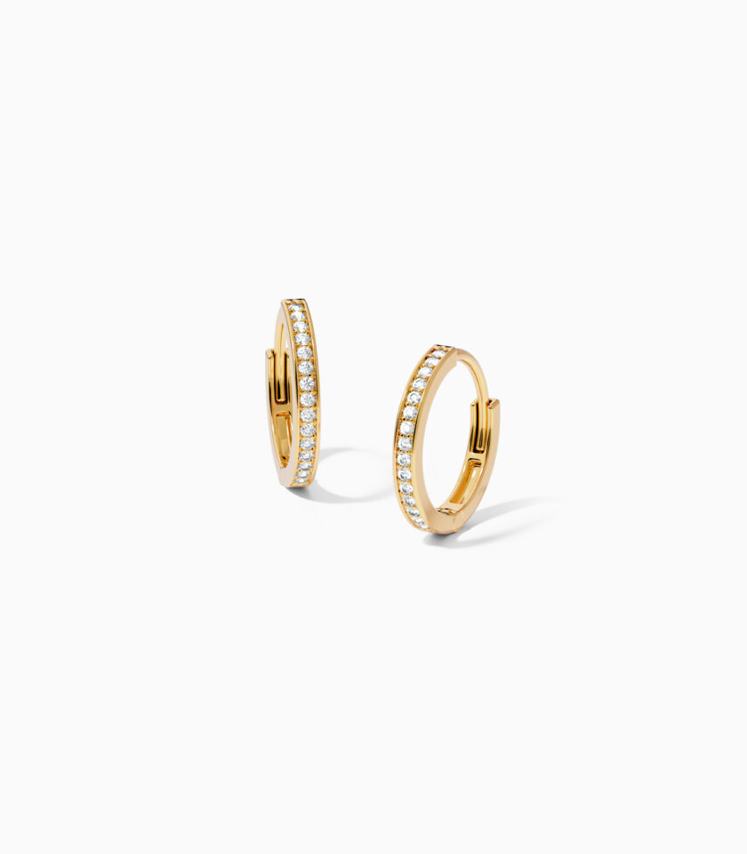 18k Gold Diamond Hoop Earrings | Varudai