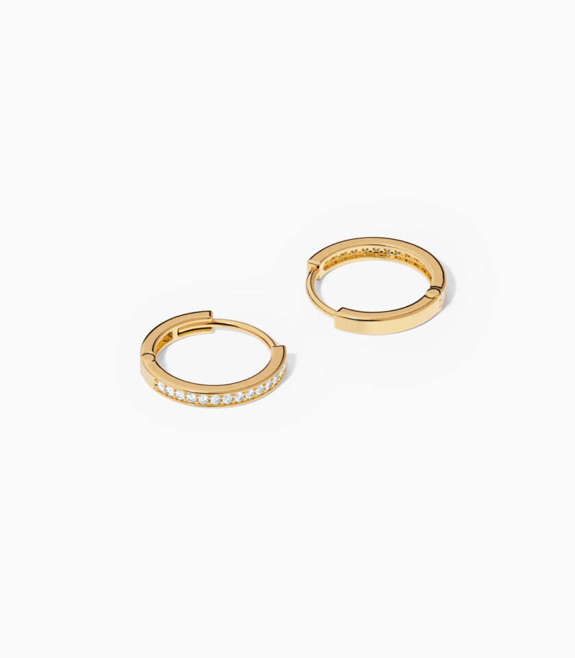 18k Gold Diamond Hoop Earrings | Varudai