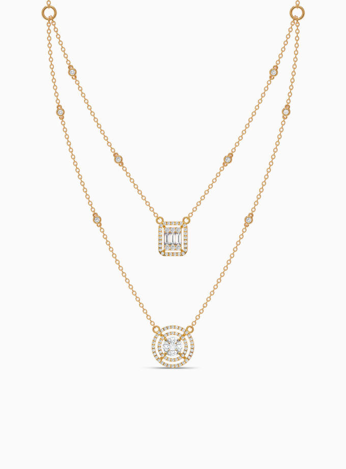 Double Layered Geometric Diamond Pendant | Varudai