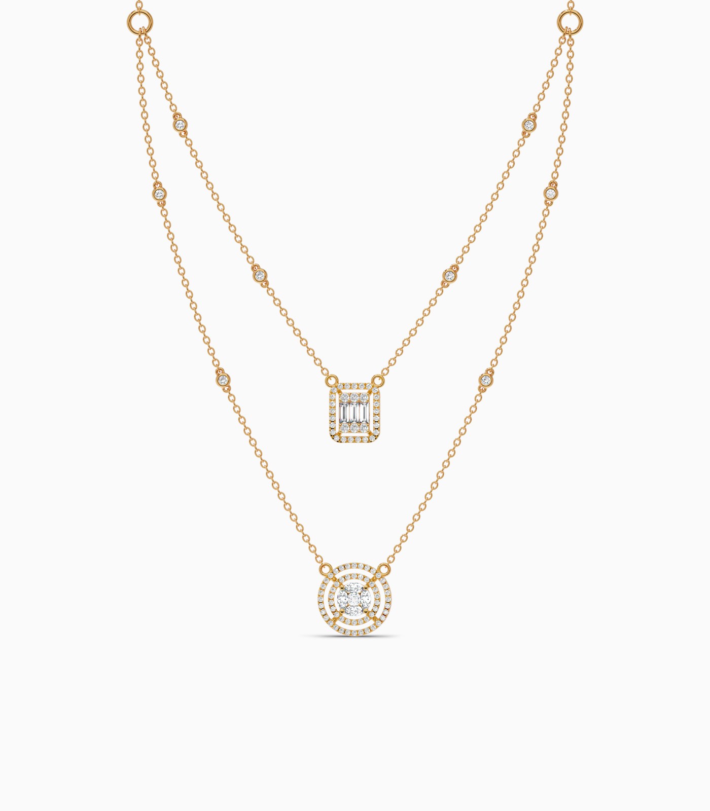 Double Layered Geometric Diamond Pendant | Varudai