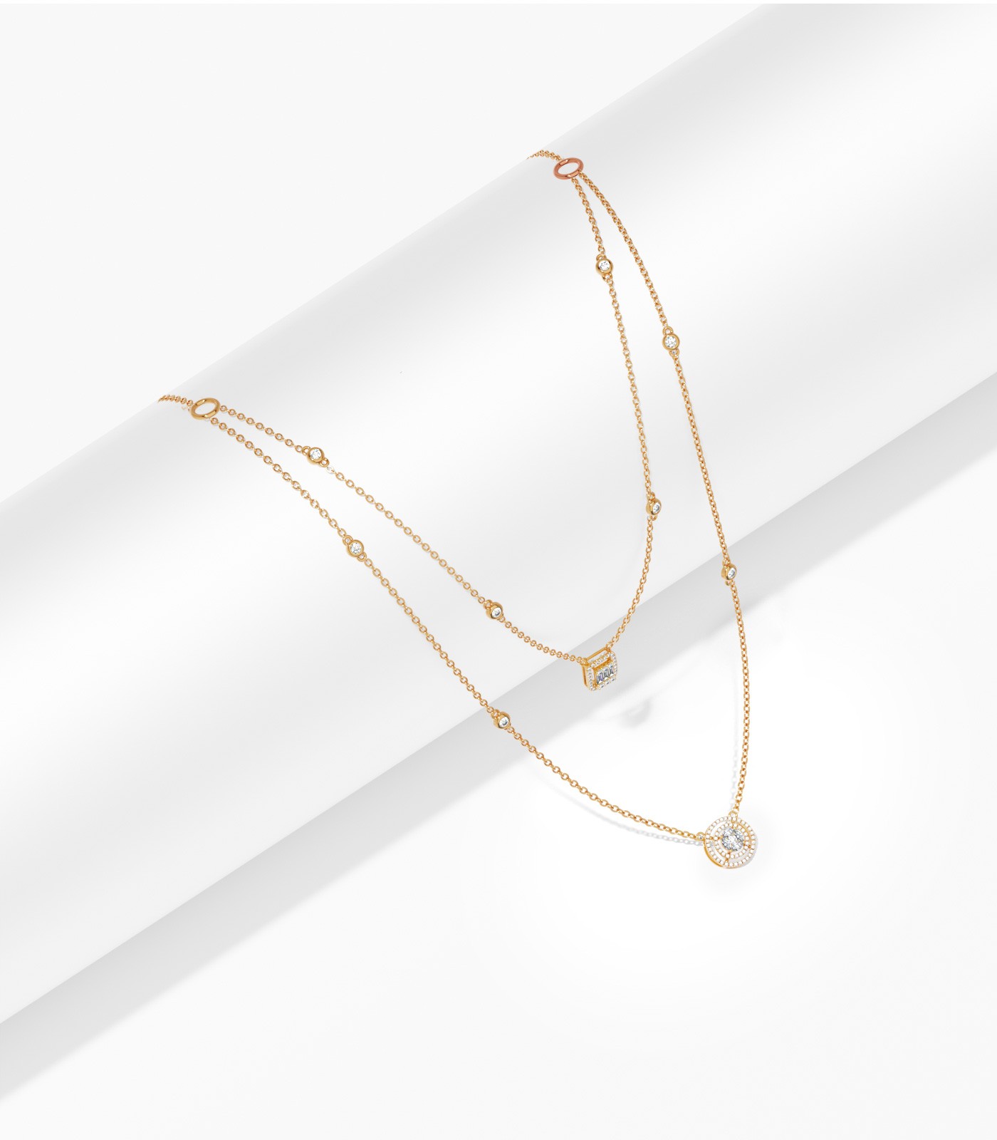 Double Layered Geometric Diamond Pendant | Varudai