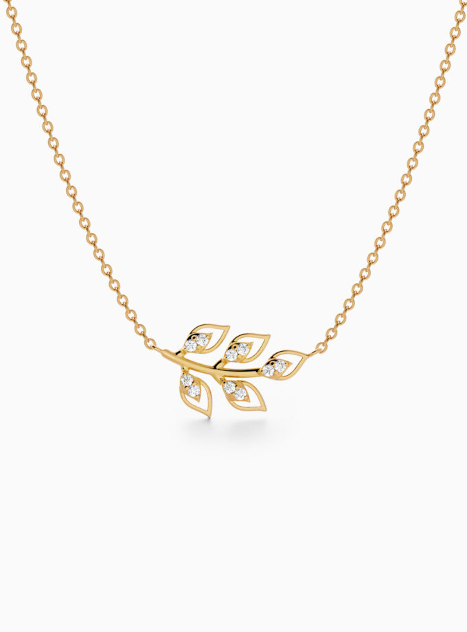 18k Gold Leaf Branch Pendant | varudai