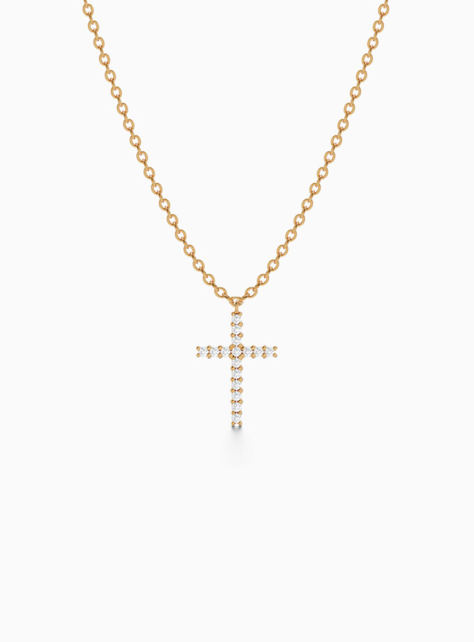 Classic Diamond Cross Pendant in 18k Gold | Varudai
