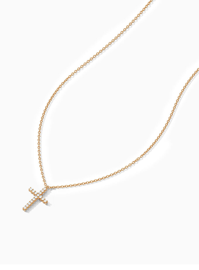 Classic Diamond Cross Pendant in 18k Gold | Varudai