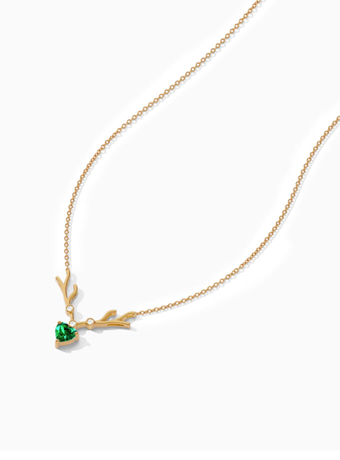Custom Heart Gemstone Antler Pendant | Varudai