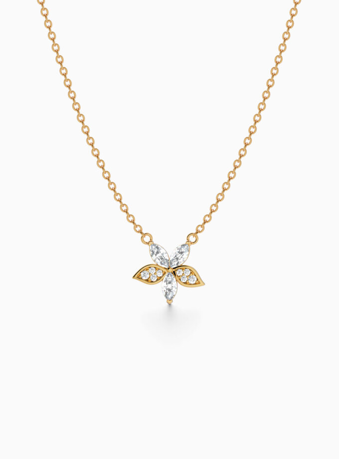 Diamond Petals Flower Pendant | Varudai | yellow gold
