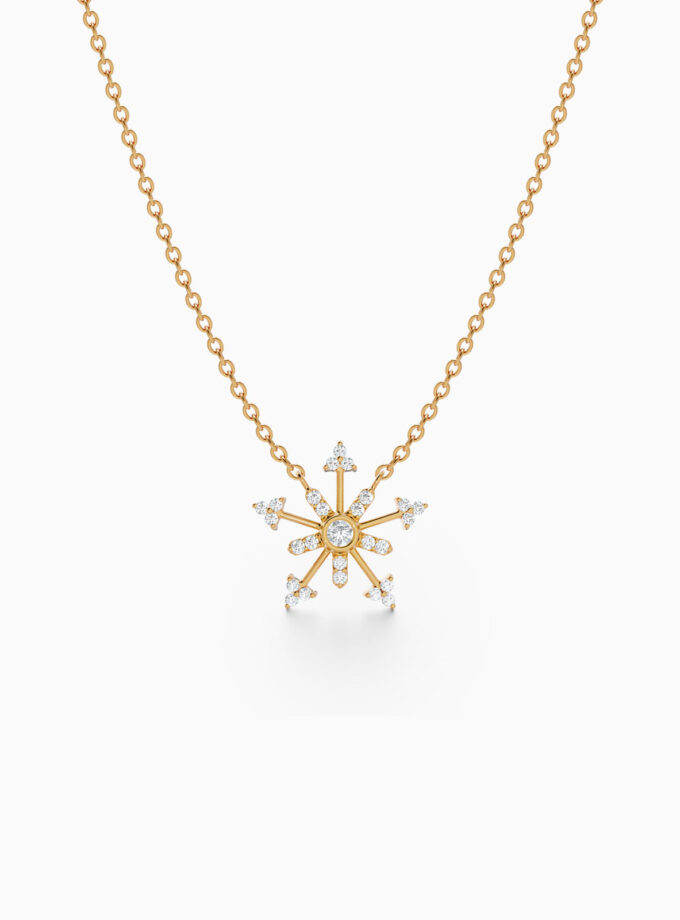 Radiant Diamond Sunburst Gold Pendant | Varudai