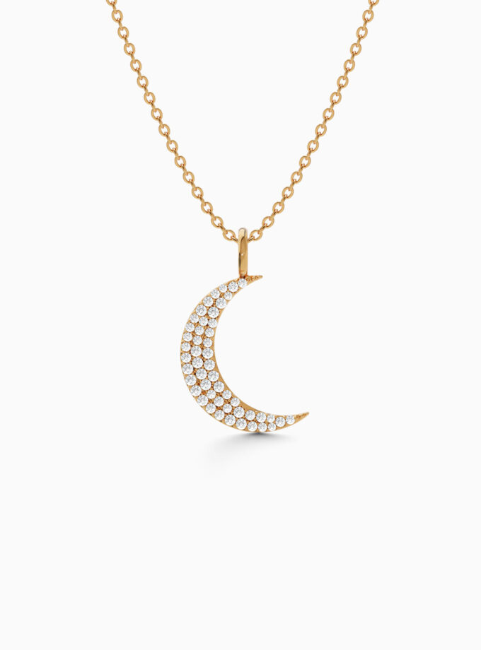 Diamond Crescent Moon Pendant | Varudai