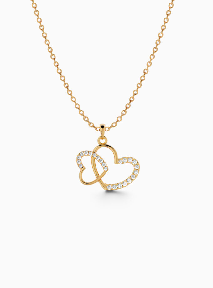 Double Heart Diamond Pavé Pendant | Varudai