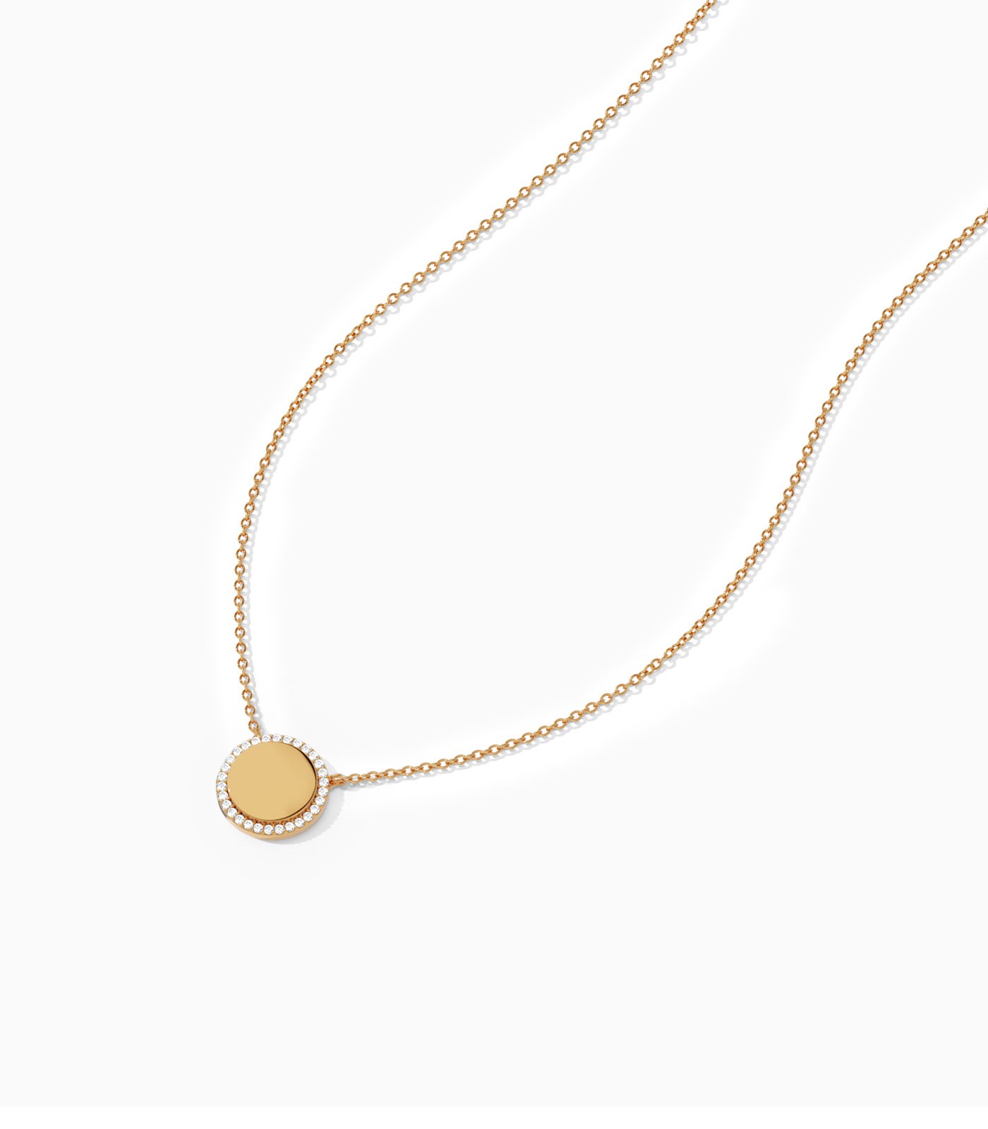 Gold Disc Pendant with Diamond Halo | Varudai