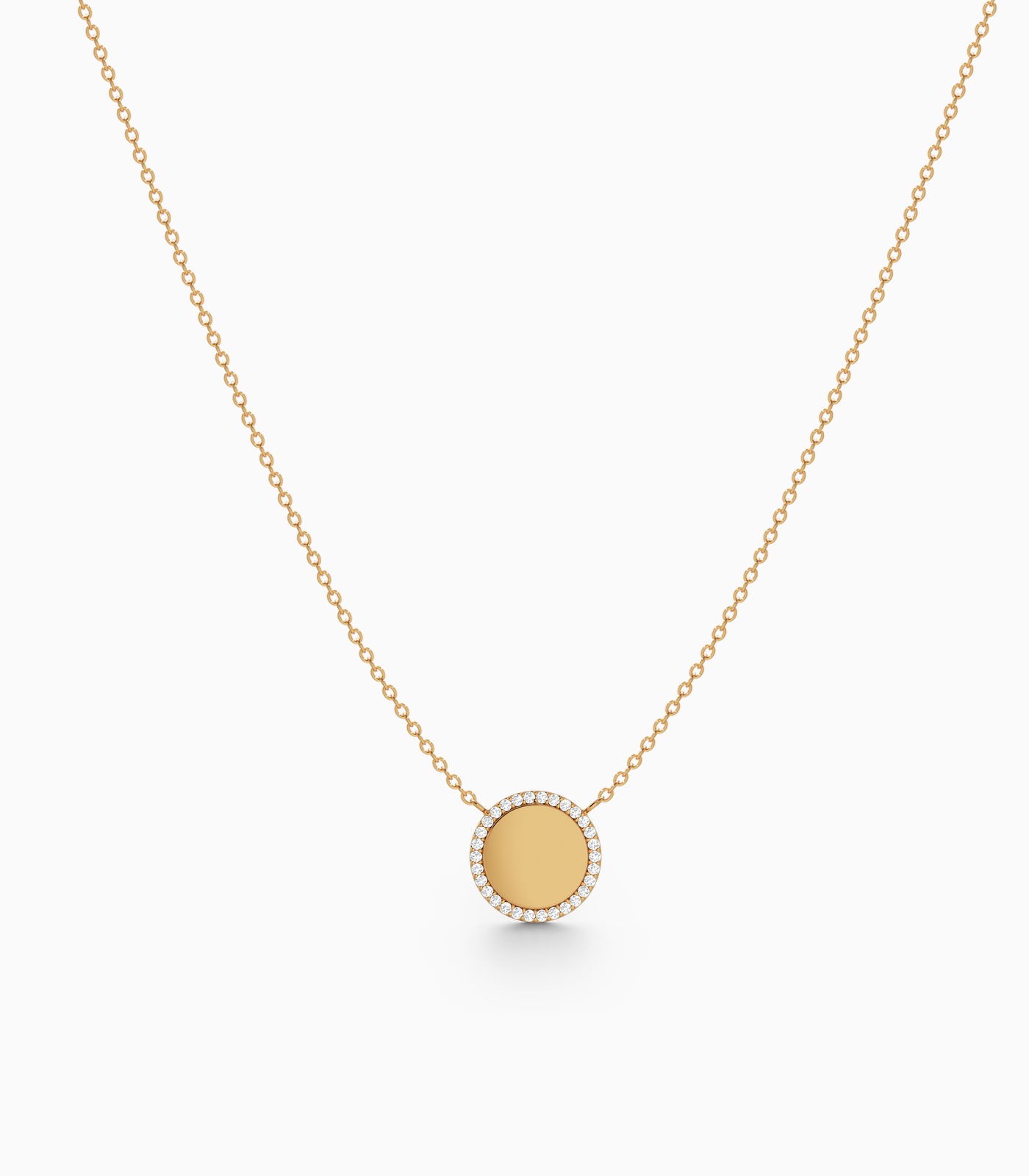 Gold Disc Pendant with Diamond Halo | Varudai