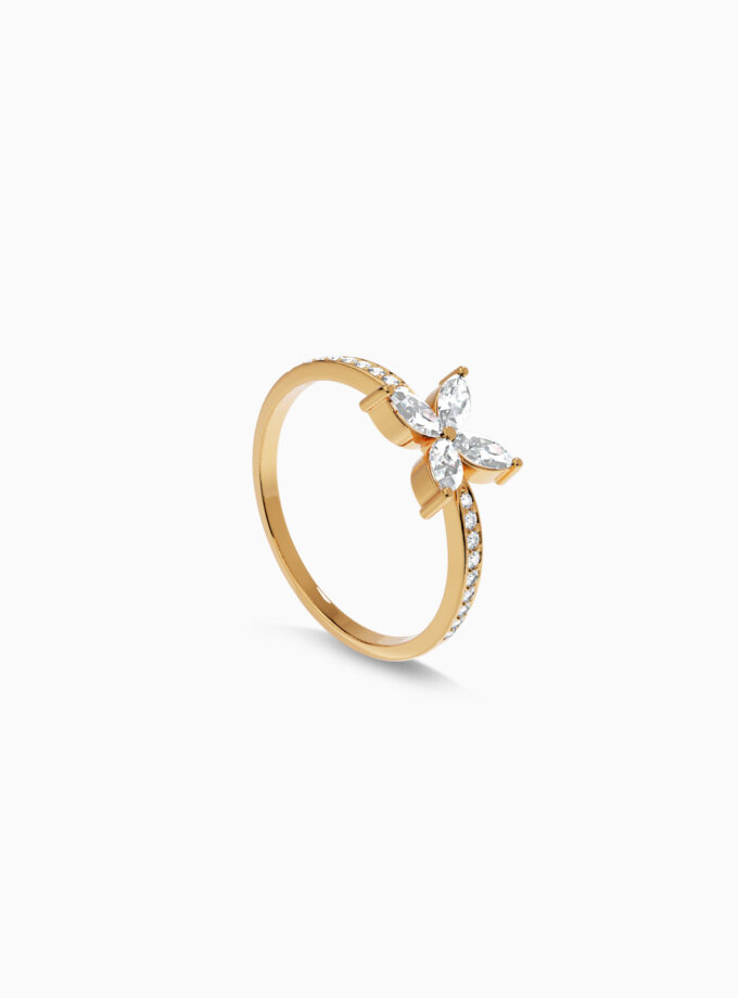 Four Leaf Diamond Ring 18k Gold | Varudai