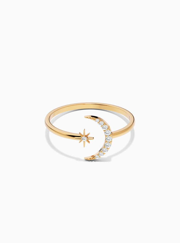 Crescent Moon & Star Open Ring | Varudai