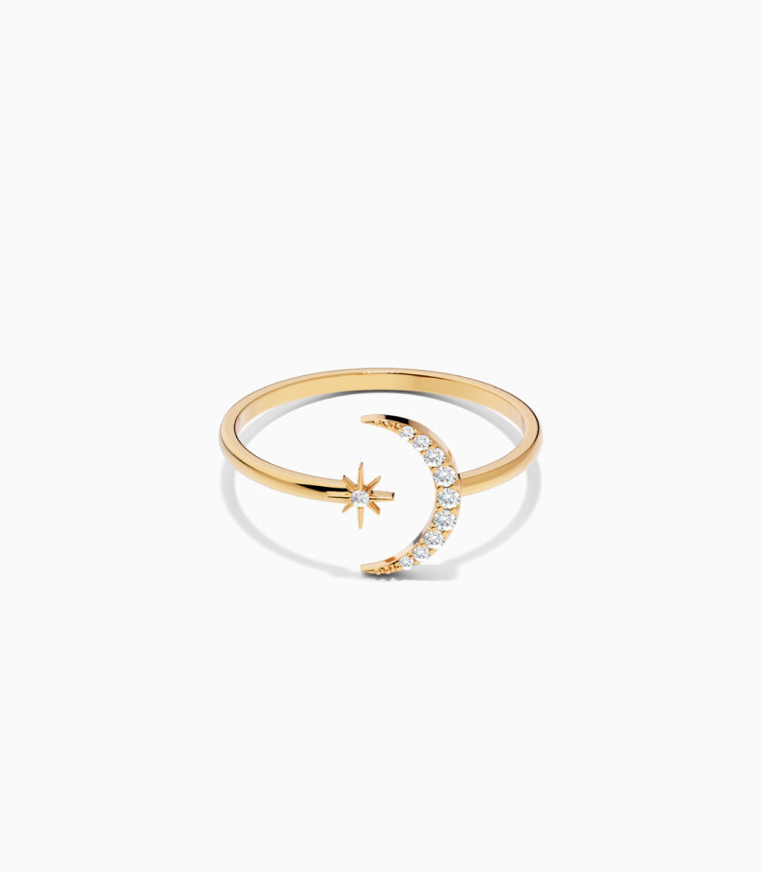 Crescent Moon & Star Open Ring | Varudai