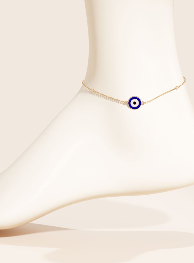 Dainty Blue Evil Eye Anklet | Varudai