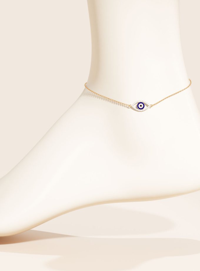 Minimalist Evil Eye Diamond Anklet | Varudai