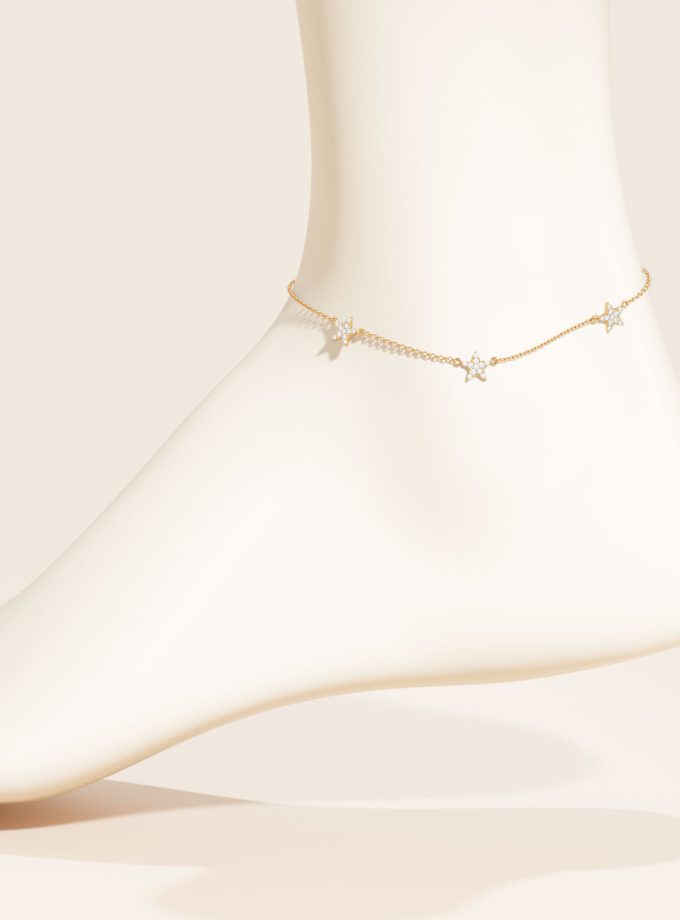 Diamond-Embellished Star Anklet | Varudai