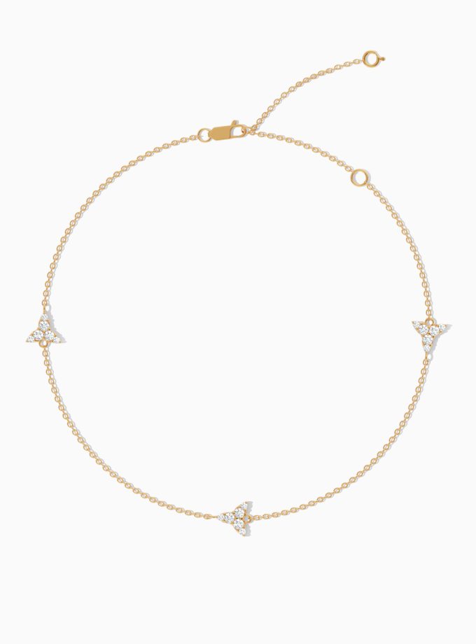 Minimal Diamond Anklet in 18k Gold | Varudai