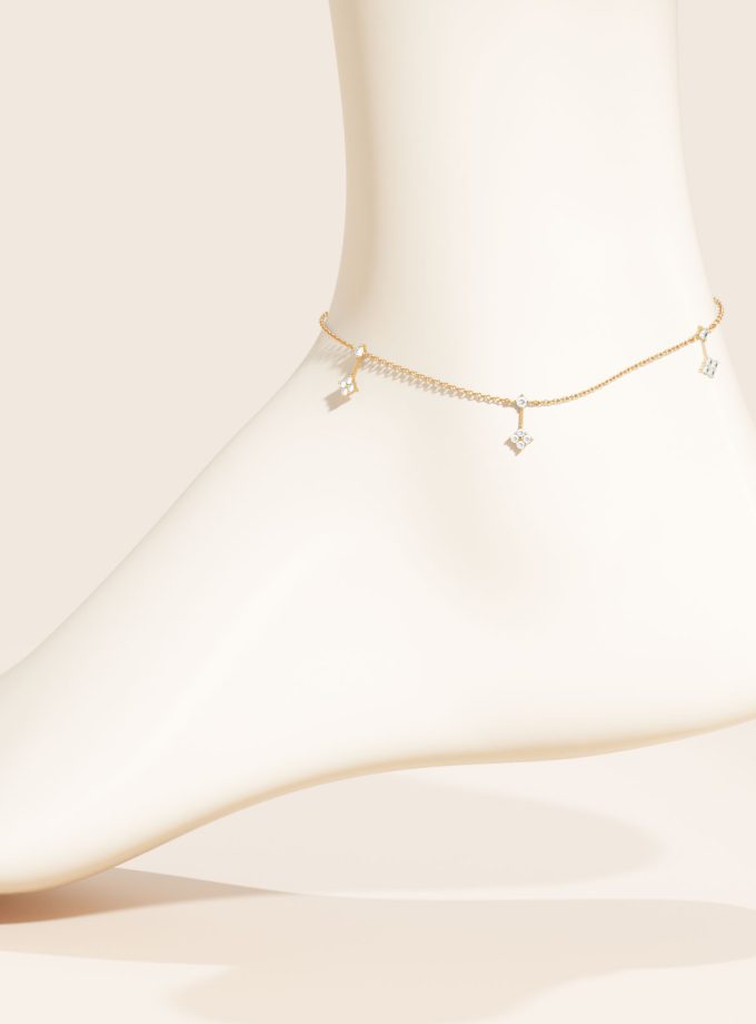 Chic Diamond Charm Anklet | Varudai