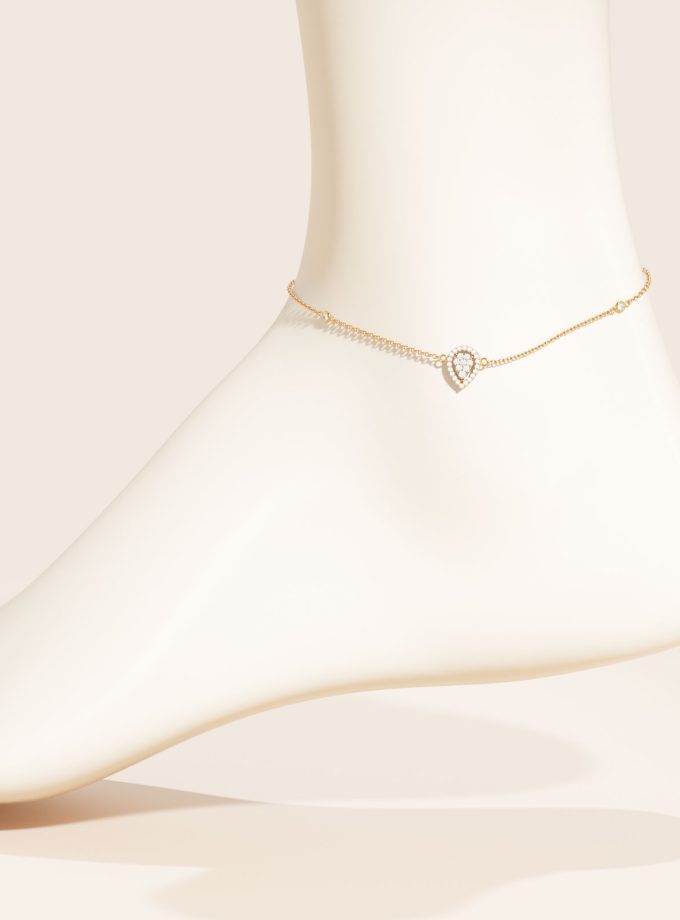 Delicate Diamond Droplet Anklet | Varudai