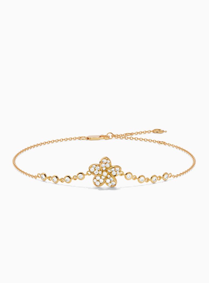 Floral Diamond Accent Gold Bracelet | Varudai