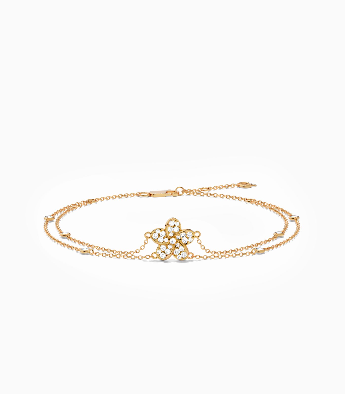 Luxe Diamond Floral Double-Strand Bracelet - Image 3