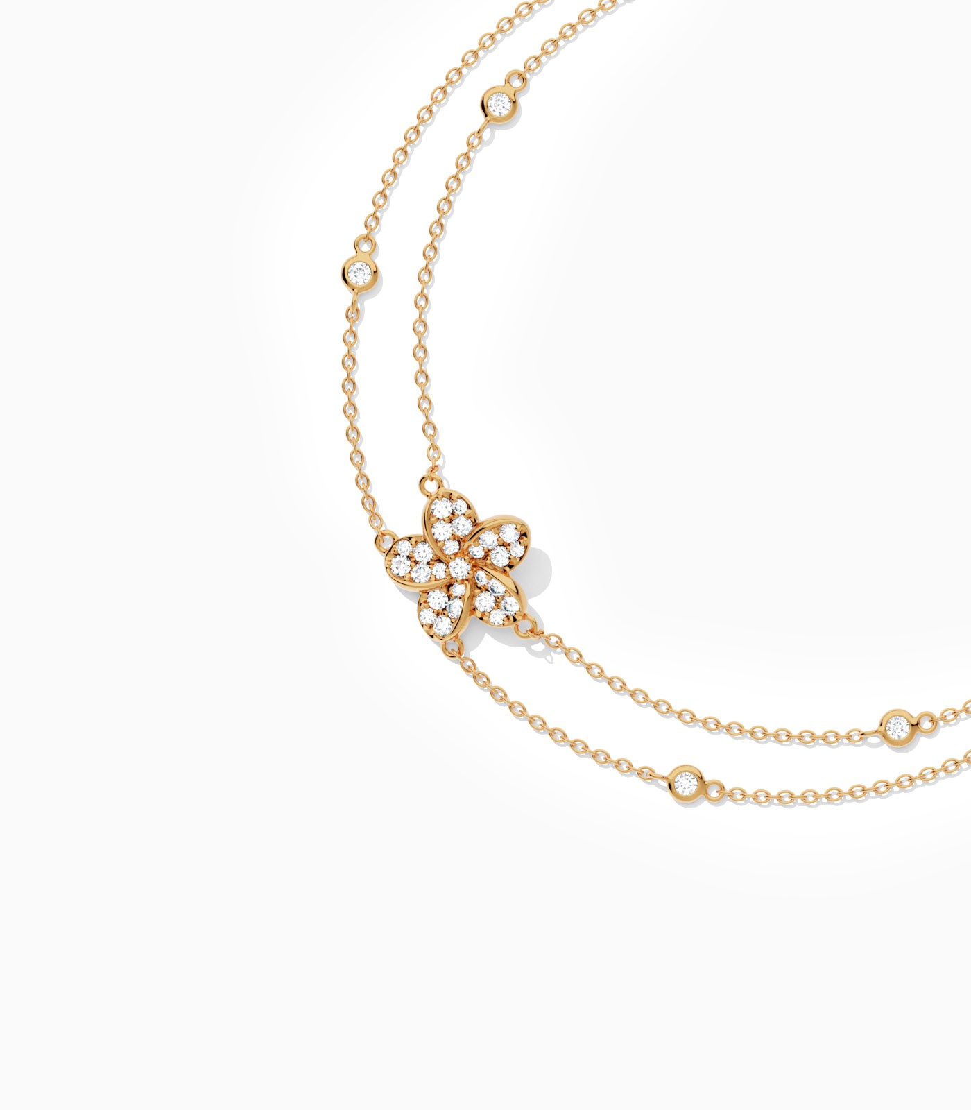 Luxe Diamond Floral Double-Strand Bracelet - Image 4
