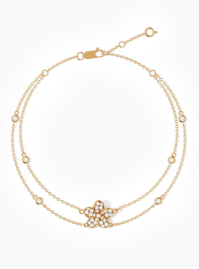 Luxe Diamond Floral Double-Strand Bracelet