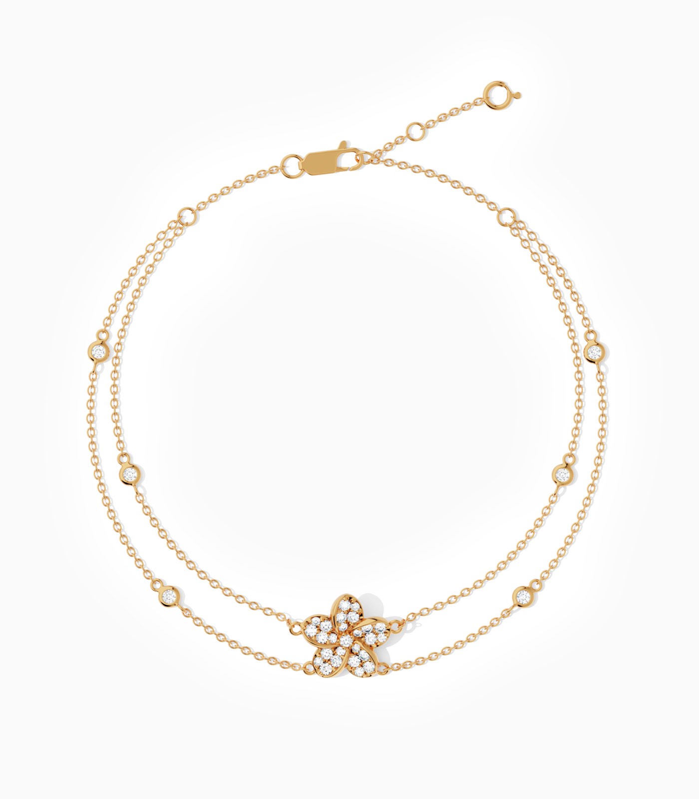 Luxe Diamond Floral Double-Strand Bracelet