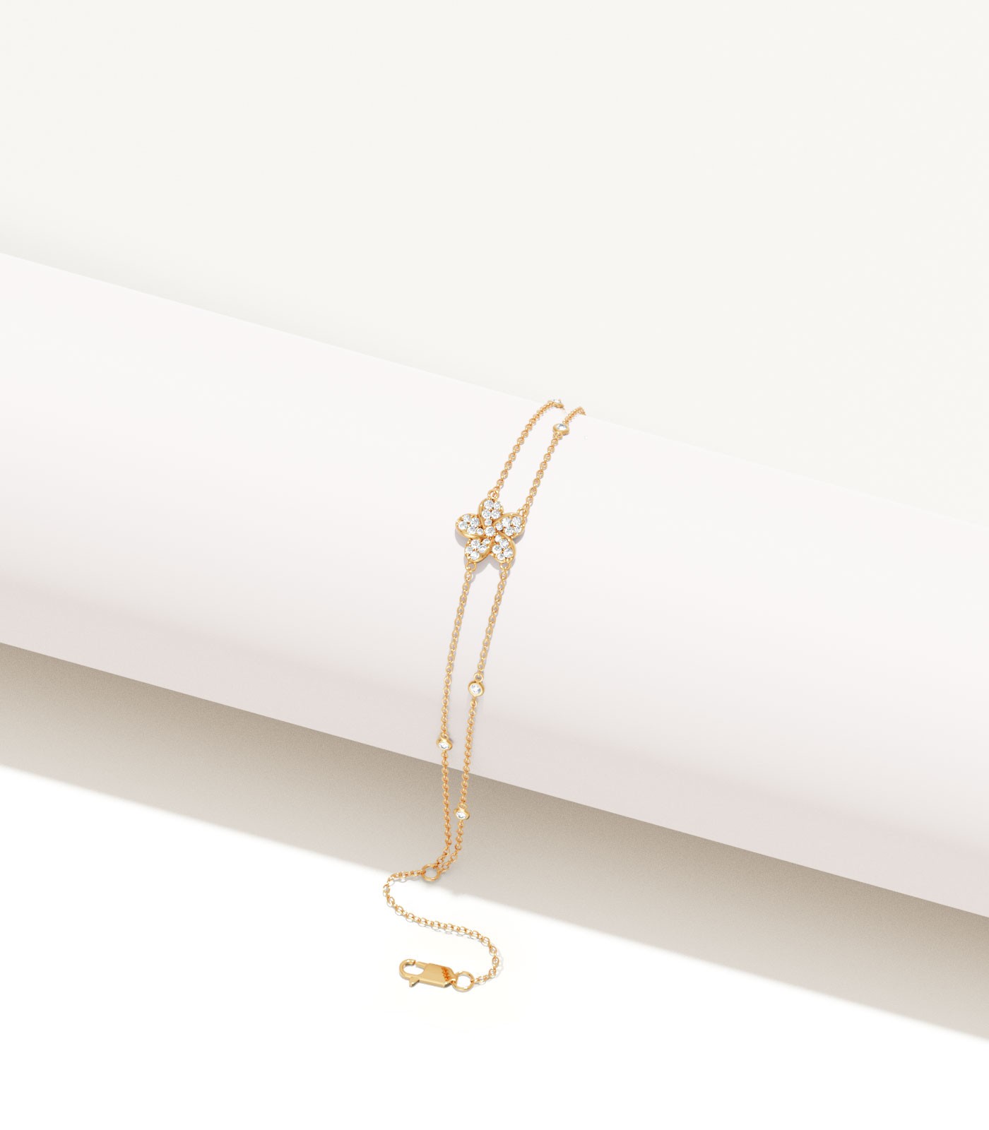 Luxe Diamond Floral Double-Strand Bracelet - Image 2