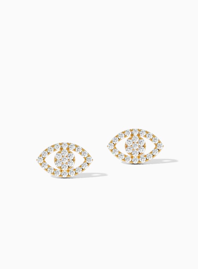 Diamond Evil Eye Gold Studs Earrings | Varudai