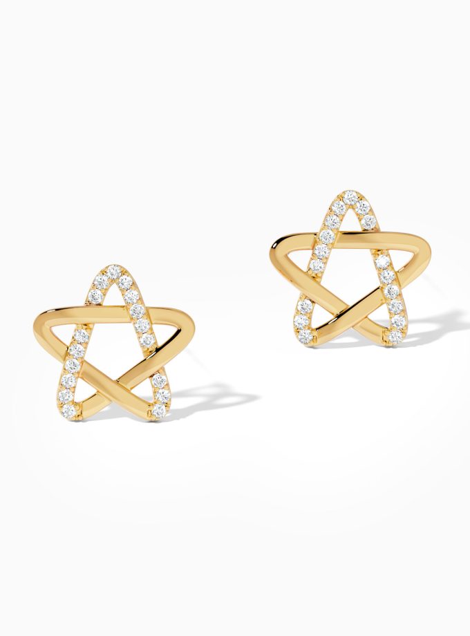 Geometric Star Gold Stud Earrings | Varudai