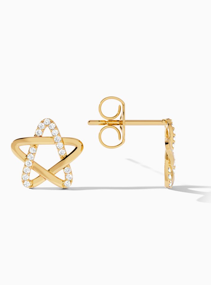 Geometric Star Gold Stud Earrings | Varudai