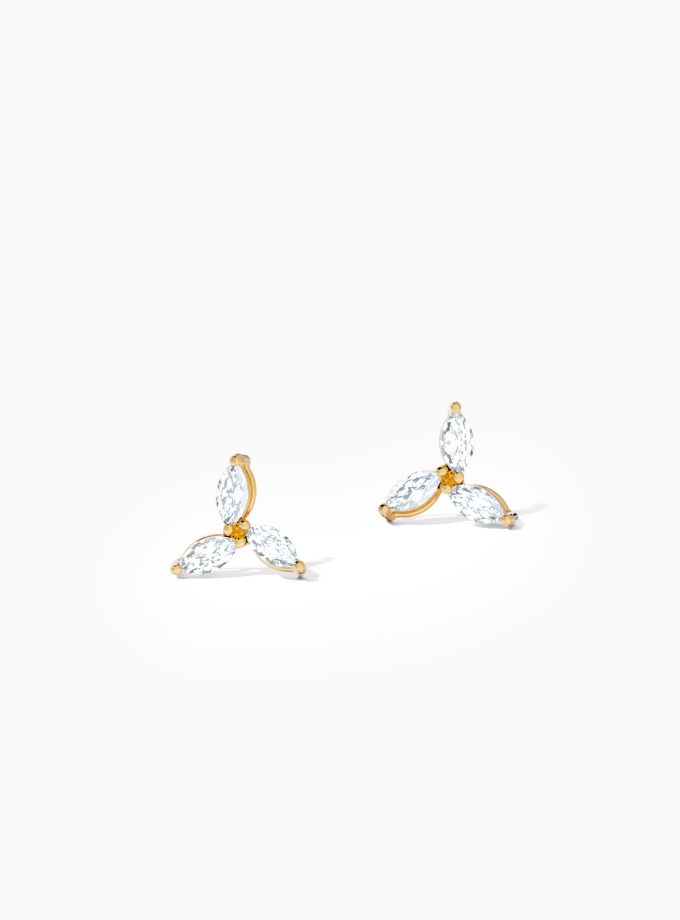 Minimalist Three Marquise Diamond Earrings | Varudai