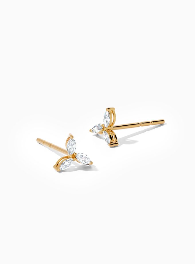 Minimalist Three Marquise Diamond Earrings | Varudai