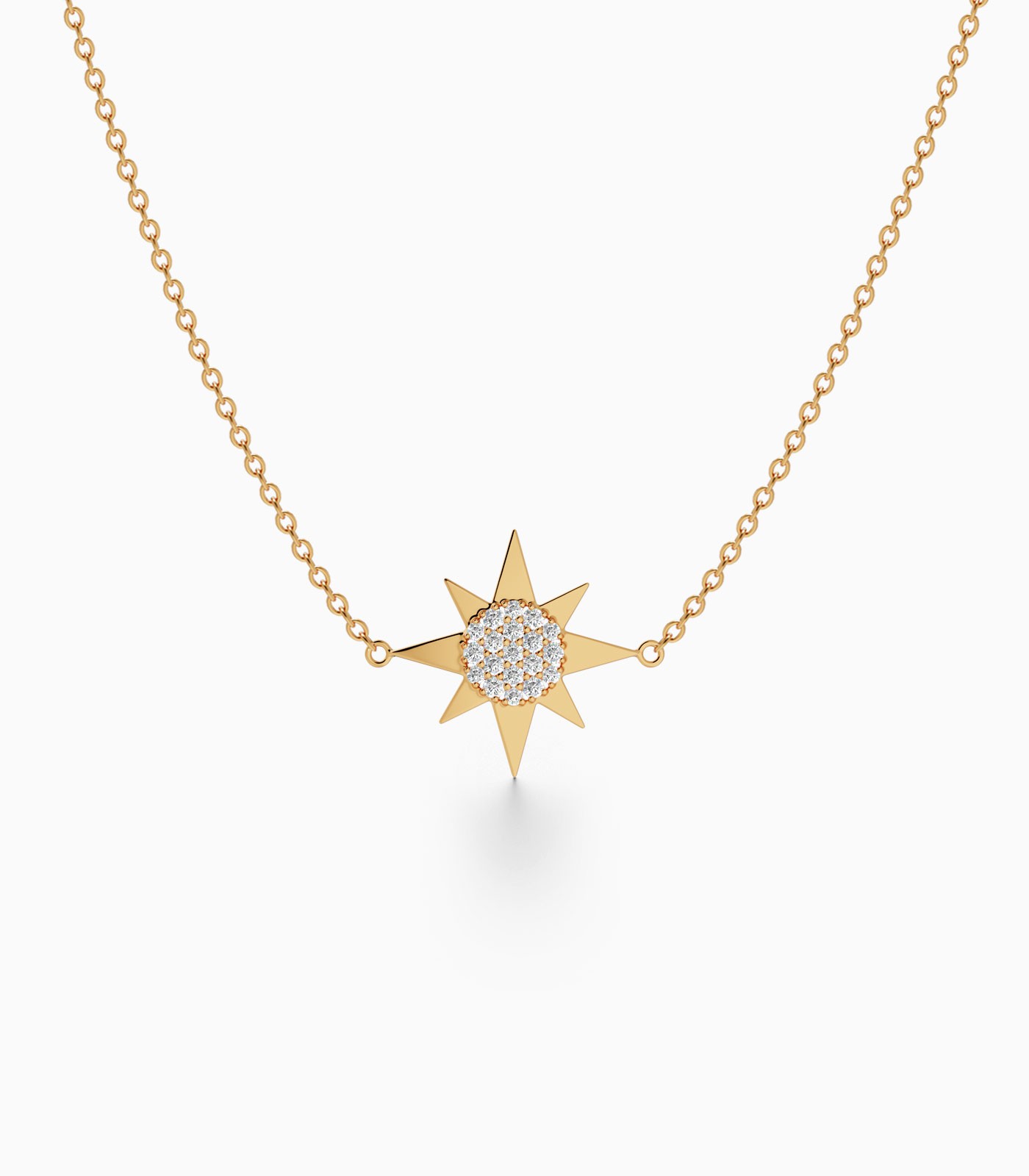 Gold Sunburst Diamond Necklace | Varudai