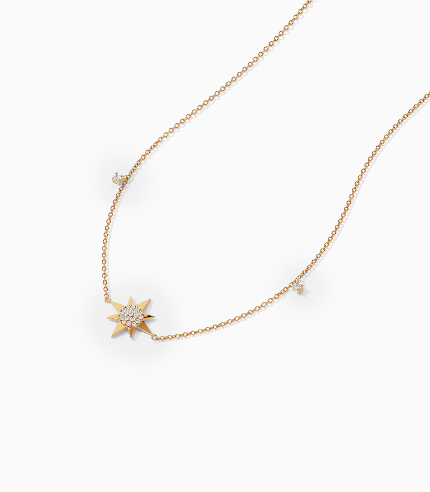 Gold Sunburst Diamond Necklace | Varudai